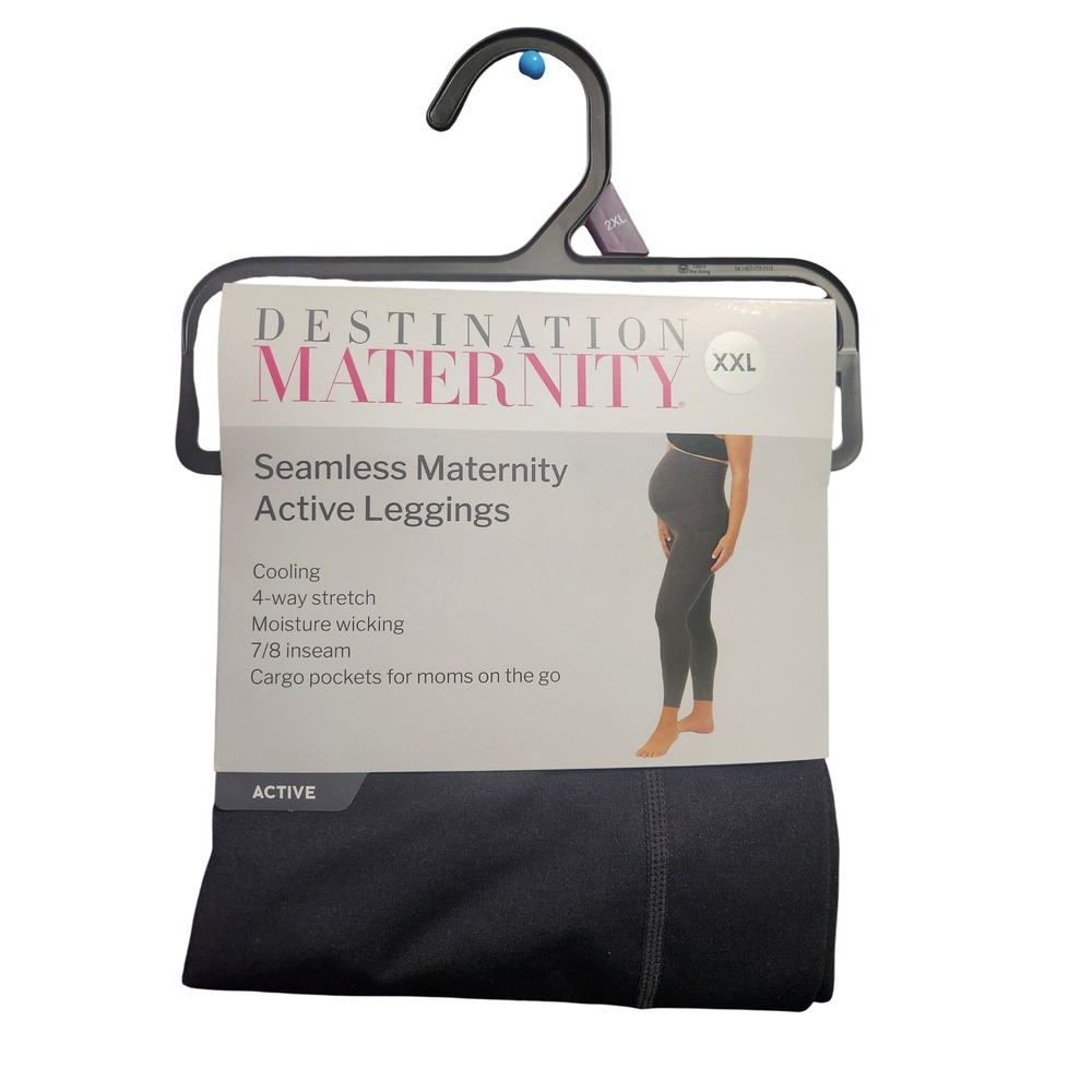 Destination Maternity Seamless‎ Active Leggings Black XXL Cargo Pockets